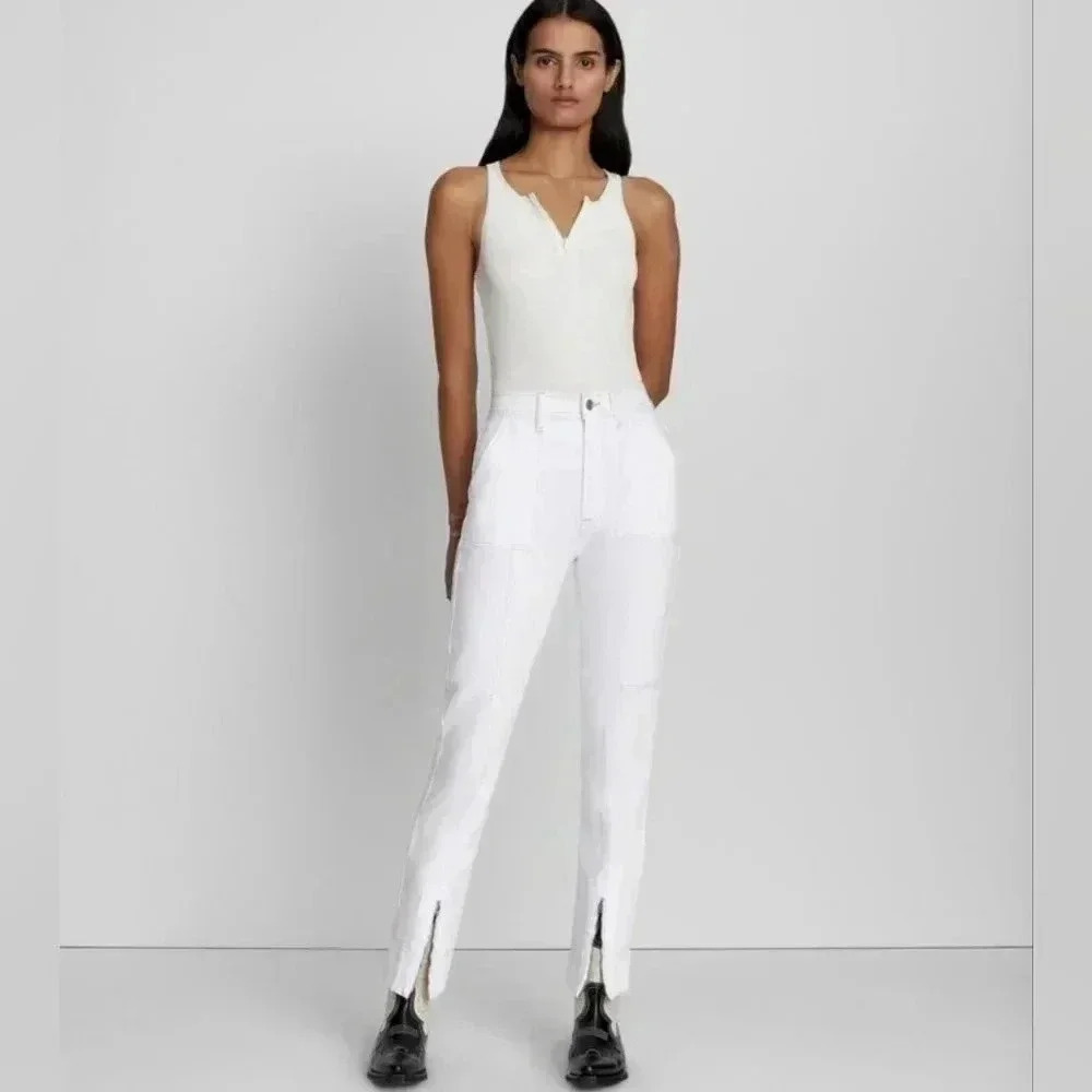 7 for allmankind EASY SLIM CARGO JEAN IN BRILLIANT WHITE